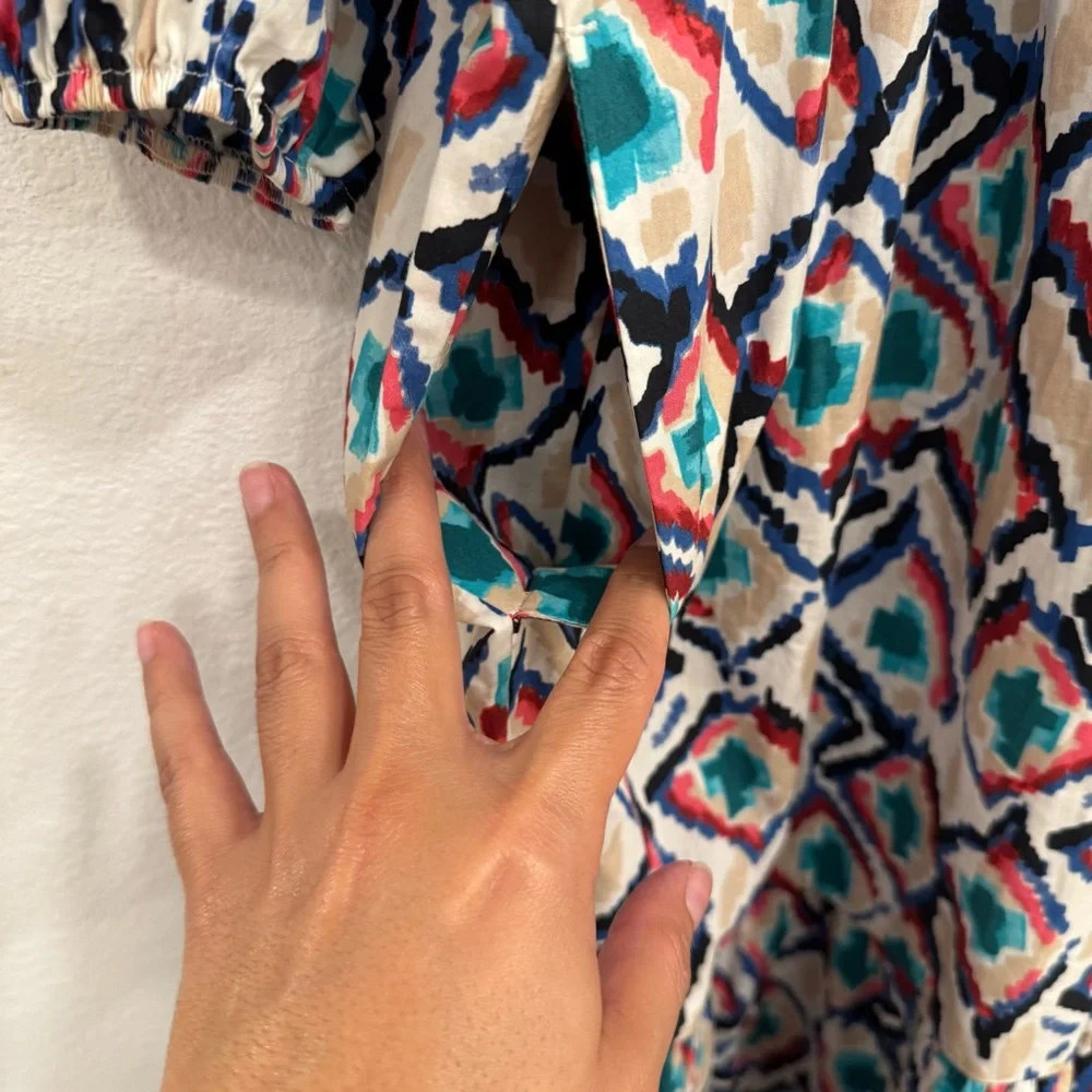 Anthropologie Maeve The Bettina Tiered Cotton Midi Dress Size Small Multi Color - Picture 8 of 13